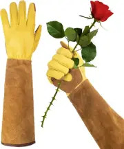 Long Gardening Gloves for Women Thorn Proof Cowhide Leather Rose Pruning Cactus
