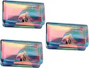 [WESIEVYA] 3pcs Hologram Bag Business Card Holder Wallet Hologram Holder Credit Bag Card Wallets for Women Credit Card Case Clear Wallet Wallet Visa Holder Credit Wallet Cute Credit Card