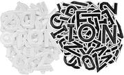 Viscosity Letter Embroidery Patches A-Z, Numbers 0-9 (144 PCS), Suitable for DIY Accessories Such as Clothes, Pants, Hats, Socks, Etc. Black and White Ironed Alphanumeric Patches