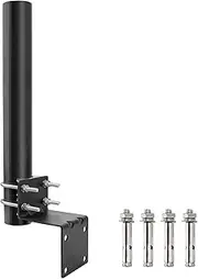 XRDS -RF 16 Inch Heavy Duty Antenna Pole Mounting Bracket, Black Powder Coat Steel, Wall Mount, Universal Weather Proof Pole Mount for Outdoor Antenna