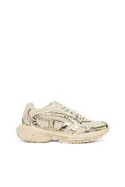 [Diesel] Diesel - S-Pro-V-Dense-Metallic mesh sneakers with Oval D logo - Sneakers - Woman - Beige 36,5 Beige