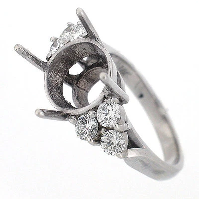 14K Vintage Style Diamond Semi Mount Ring Setting 0.70 Carats (SI1-G) 9 mm