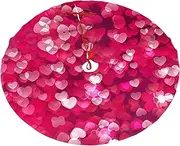 [SKKNT] Valentine's Day Love Heart Print Christmas Tree Skirt for Fall Thanksgiving Parties Quilted Decorations 48 36 30in