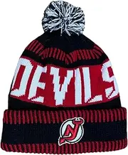 Outerstuff NHL Kids Youth 8-20 One Size Team Color Primary Logo Sports Tech Knit Cold Weather Hockey Pom Beanie Hat