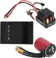 S3650 5200KV Brushless Motor 60A Brushless ESC with Programmer Card Set Waterproof High Performance Universal for 1/10 RC Car Red Black Aluminum Alloy