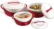 Pinnacle Thermoware Insulated Casserole Dish With Lid 3 Pc. Set 2.6/1.25/.6 Qt Red