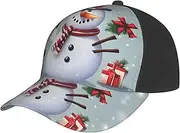 [EdWal] Christmas Happy Snowman Print Fashion Hat Adjustable Baseball Cap Dad Hat Quick Dry Mesh Back Ball Caps for Men Women Black, Black, One size