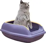 Cat Waste Disposal - Semi Enclosed Cat Litter Box | Moveable Top Cats Litter Box with Open Design | Easy to Clean Cat Toilet Litter Tray with Lid | Pet Litter Tray for Kittens and Cats