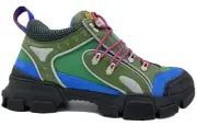 Gucci Royal Blue Green Flashtrek Sneakers Size US 14.5 Made In Italy