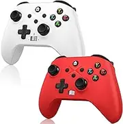 2 Pack for Xbox Controller, Compatible with Xbox Series X|S, Xbox One X|S, PC, Wireless Controller with Dual Vibration/3.5mm Audio Jack/Macro/Turbo, with 2.4GHz Adapter White+Red Need to Upgrade
