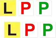 Dart Frog Magnetic Learner Plates Set - L, Red P & Green P (2 Each for Front & Rear)