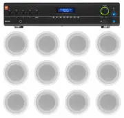 JBL Commercial 70v Amp+12) White 5" Ceiling Speakers For Restaurant/Bar/Cafe