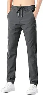 [Generic] Mens Pants Stretch Pants Ice Breathable Pants Running Jogger Drawstring Sweatpants with Pockets Big House