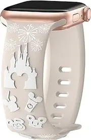 Cartoon 3D Engraved Bracelets Compatible with Apple Watch Strap 40 mm 38 mm 44 mm 45 mm 41 mm 42 mm 49 mm Women, Two-Tone Silicone Sports Strap for iWatch Series SE Ultra 10 9 8 7 6 5 4 3 2 1