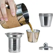 Kung Fu Tea Set, Stainless Steel Tea Pot with Strainer, 4.33x3.03in Dividing Cups, Portable Bag, Outdoor Kit for Camping, Picnic, Travel, Backpacking Adventures