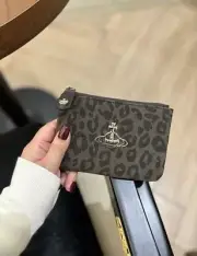 Vivienne Westwood Leopard Ultra-thin Coin Purse wallet Card Pocket dark brown