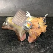 Raku Pottery Spirit Bear Fetish By Jeremy Diller Signed New 4”x2.5”