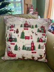 Isaac Mizrahi The North Pole Santas Village Feather Filled Decorative Pillow 22"
