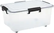 Container Box,Plastic Transparent Storage Case,Plastic Container,Storage Box,with Handles and Wheels,for Organizing Stackable Storage Box Large Heavy Duty Utility Crates