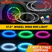4PCS LED Wheel Ring 17.5" Lights Double Row IP68 Changing RGB+Music APP Control