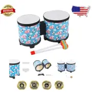 Montessori-Friendly Blue Bongo Drums for Kids - Fun Percussion Instrument Setup