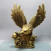 13.2lb Ancient Chinese Handcrafted Brass Exquisite Eagle Animal statues gift 880