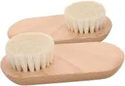 2pcs Nail Cleaning Brush Nail Brush Toe Brush Nail Dust Brush Nail Scrub Brush Powder Brush Manicure Brush Nail Cleaner Brush Nail Scrubber Wool Beige