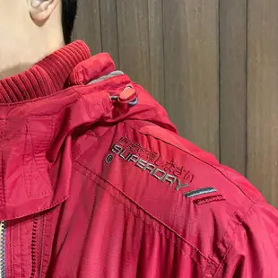 美國百分百【Superdry】極度乾燥 Arctic 風衣 連帽 防風外套 夾克 刷毛 男 紅色 L號 J950