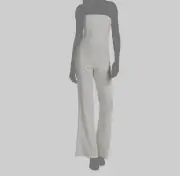 $497 Alice + Olivia Women's White Strapless Waist Band Flare Leg Jumpsuit Size 6