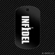 Infidel Keychain GI dog tag engraved many colors statue of liberty
