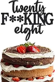 28 Cake Toppers, 28 Birthday Cake Toppers-Black Glitter, Funny 28th Cake Topper for Men,28 Cake Topper For Women, 28th birthday decorations,28th Birthday Cake Topper Happy 28th Birthday Cake Topper