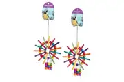 2x Paws & Claws Parrot Hanging 29cm Ferris Wheel Wooden Interactive Toy Large