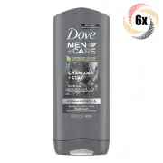6x Bottles Dove Men + Care Charcoal Clay Purifying Face & Body Wash | 400ml