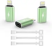 TechMatte USB C Type C to Lightning Adapter Cable, [3 Pack] 1.8-2.2A 12W Fast Charging Data Sync, Compatible for iPhone iPad iPod AirPods, Not for Headphones/OTG Android, with Anti-Lost Holder, Green