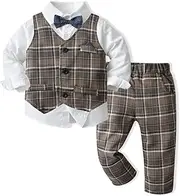 [xirubaby] Baby Boys Formal Outfits Toddler Gentleman Suit Shirt+Vest+Pants 3Pcs Tuxedo 6m-6years