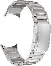 [MaKTech] Titanium Wristband for Google Watch,Metal Bracelet Strap Include Adapter with Turtle Buckle for Google Pixel Watch 3 45mm [2024] (Silver)