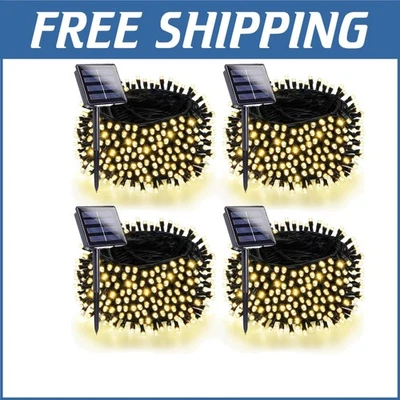Super Bright Waterproof Solar String Fairy Lights - 8 Modes, Warm White Glow