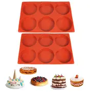 2pcs Silicone Muffin Top Pans Round Baking Mold for Hamburger Chocolate Cake Pie