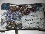 Boyds Bears Tapestry Pillow New With Tags We All Need A Little Push 12" x 8"