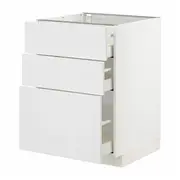 METOD / MAXIMERA base cabinet with 3 drawers, white/Stensund white, 60x60x80 cm