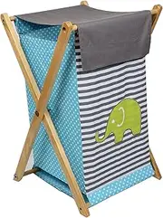 Openbox Bacati Elephants Hamper, Aqua/lime/grey