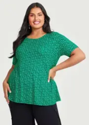 TS TAKING SHAPE Short Sleeve Natural Forever Green Top Size 20 *NEW*