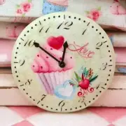 MINIATURE DOLLHOUSE 1:12 SCALE KITCHEN CUPCAKE GREEN CLOCK - MOB.003G