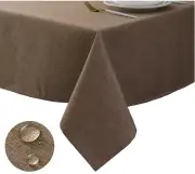 Tektrum 70"X70" Square Faux Textured Tablecloth-Waterproof/Spill Proof -Flax