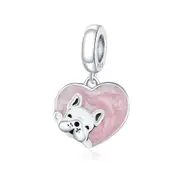 Silver plating Puppy with Love Pendant Charm for Bracelet or Necklace Fine Jewelry