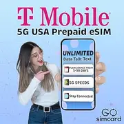 T-Mobile eSIM USA (21 Days) | 5G/4G LTE Unlimited High Speed Data | Unlimited Calls & Texts (US Mainland/Hawaii) Prepaid Unlimited Data eSIM