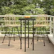 Bar Stools 2 pcs 45x56x103.5 cm PE Rattan and Steel,Outdoor Bar Stools UV Resistant, Comfortable, and Durable for Patio, Garden, and Balcony Outdoor Chair