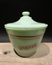 6" Antique Vintage Style Jadeite Depression Glass Retro Grease Jar