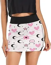 [RPLIFE] Kawaii Sweet Hearts Pink Mini Skirt, Womens Mini Skirts High Waisted, Exercise Skirt with Shorts