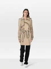 2004 Spring Summer Runway Tweed Trim Trench Coat